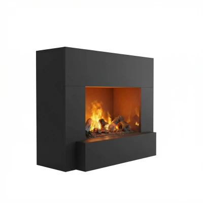 Glow Fire Hauptmann Schwarz - OMC 600 | Freistehender Wasserdampfkamin, 90 cm x 110 cm x 45 cm